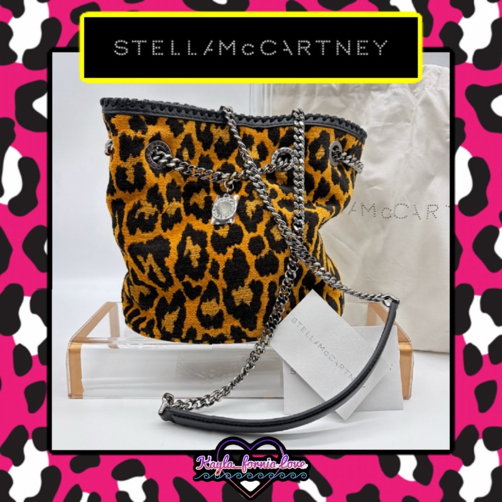 NWT Stella McCartney Falabella Leopard Jacquard Bucket Bag